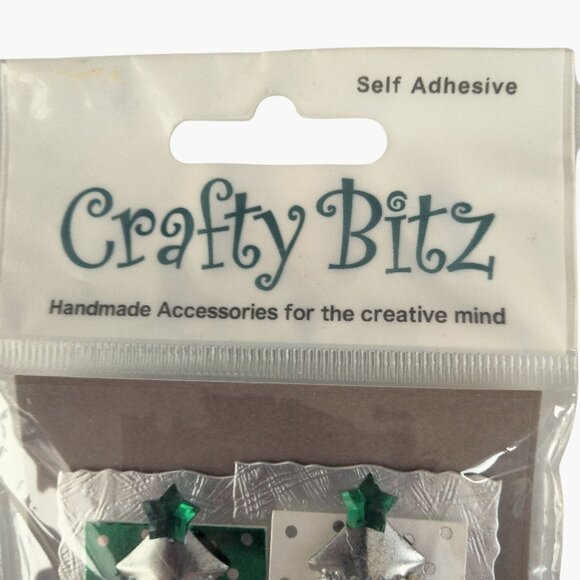 Silver Christmas Tree Stickers Self Adhesive Embellishments Pack Of 6 - Picture 5 of 8